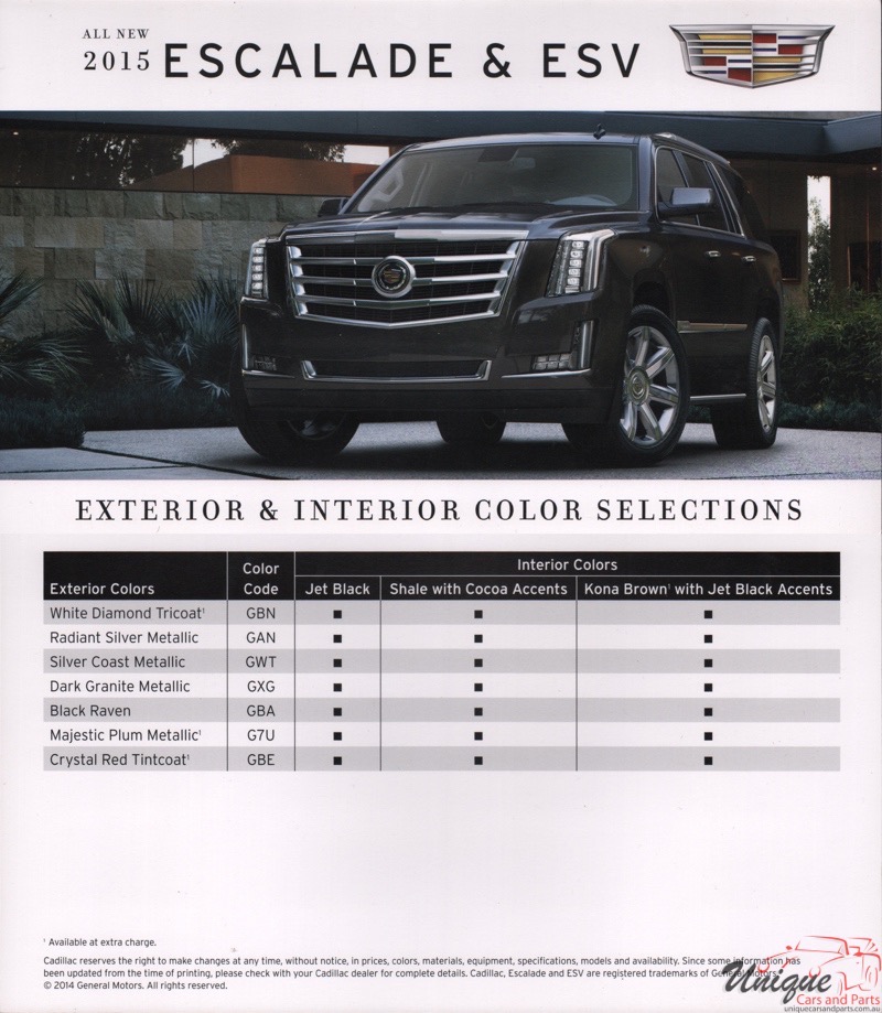 2015 Cadillac And EVS Paint Charts Corporate 4